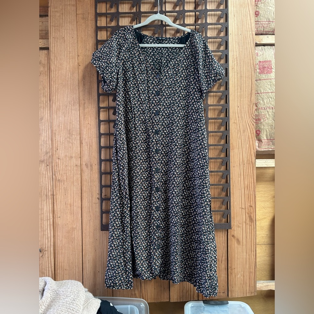 Madewell Bubble Sleeve Button Front Midi Dress